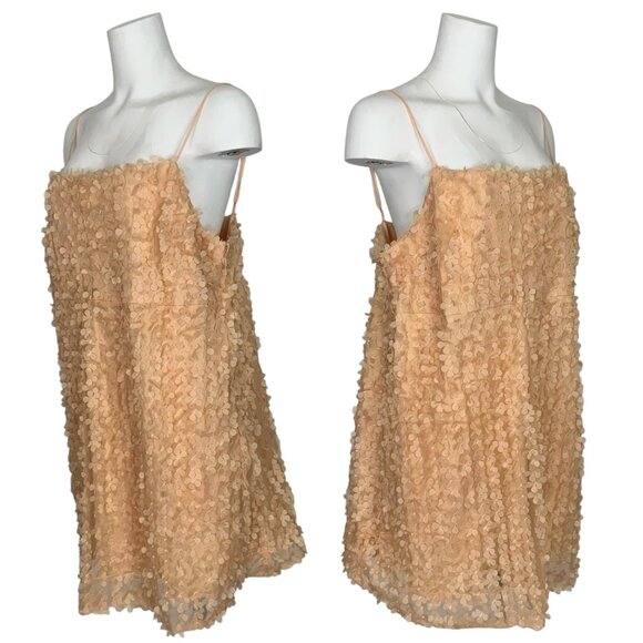 Anthropologie 3D Floral Embellished Mini Dress XL Peach NEW - Picture 4 of 14